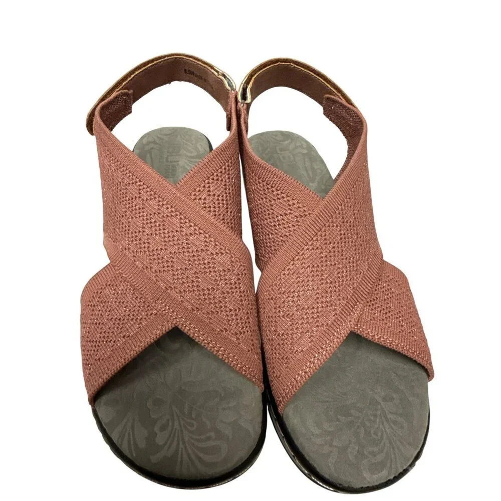 JBU Jamba Alyssa Women's Sandal Wedge Pink Rose Shimmer Lightweight 9.5 Wide